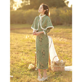 晚霏冬裝旗袍套裝