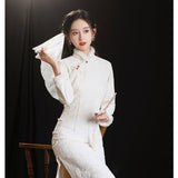 晚柳冬裝旗袍
